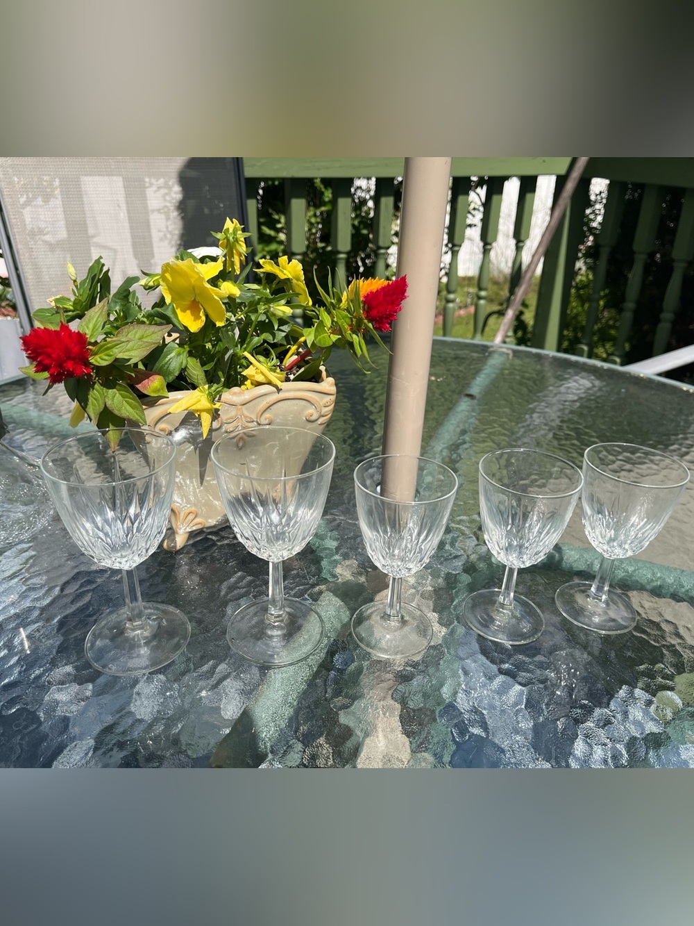 Vintage Cristal d'Arques France Bretagne Crystal Wine Glasses Set of 5 - 2 Sizes